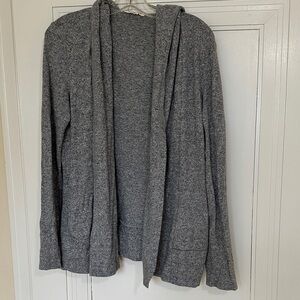 78 & Sunny Heathered Gray Open Front Cardigan with hood